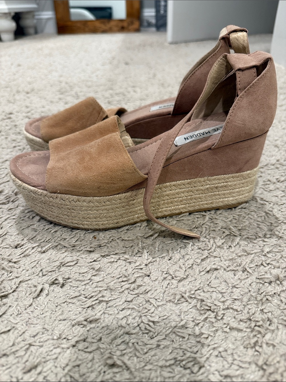 Steve Madden Tan Suede Espadrille Wedge Sandals